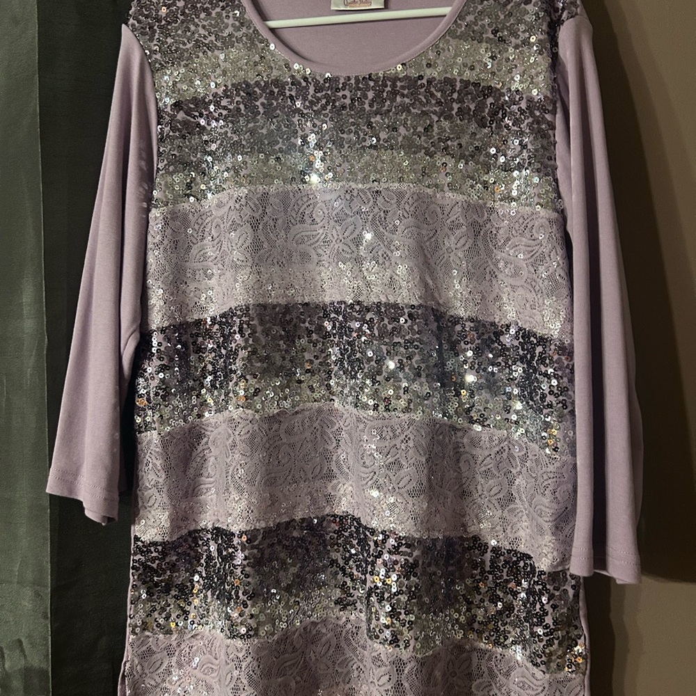 Lavender Sequin and Lace Top
